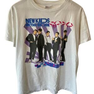 Vintage 80s New Kids on the Block Double Sided Single Stitch Shirt Adult Large